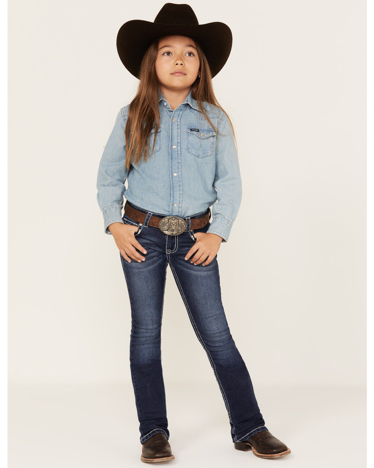 Girls' Shyanne Little Dark Wash Dreamcatcher Embroidered Bootcut Jeans