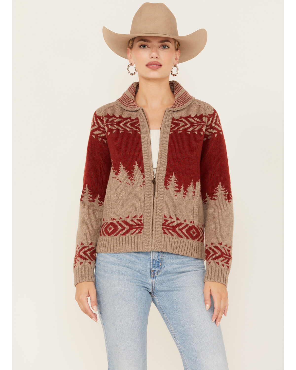 Women's Pendleton Alpine Print Zip Cardigan