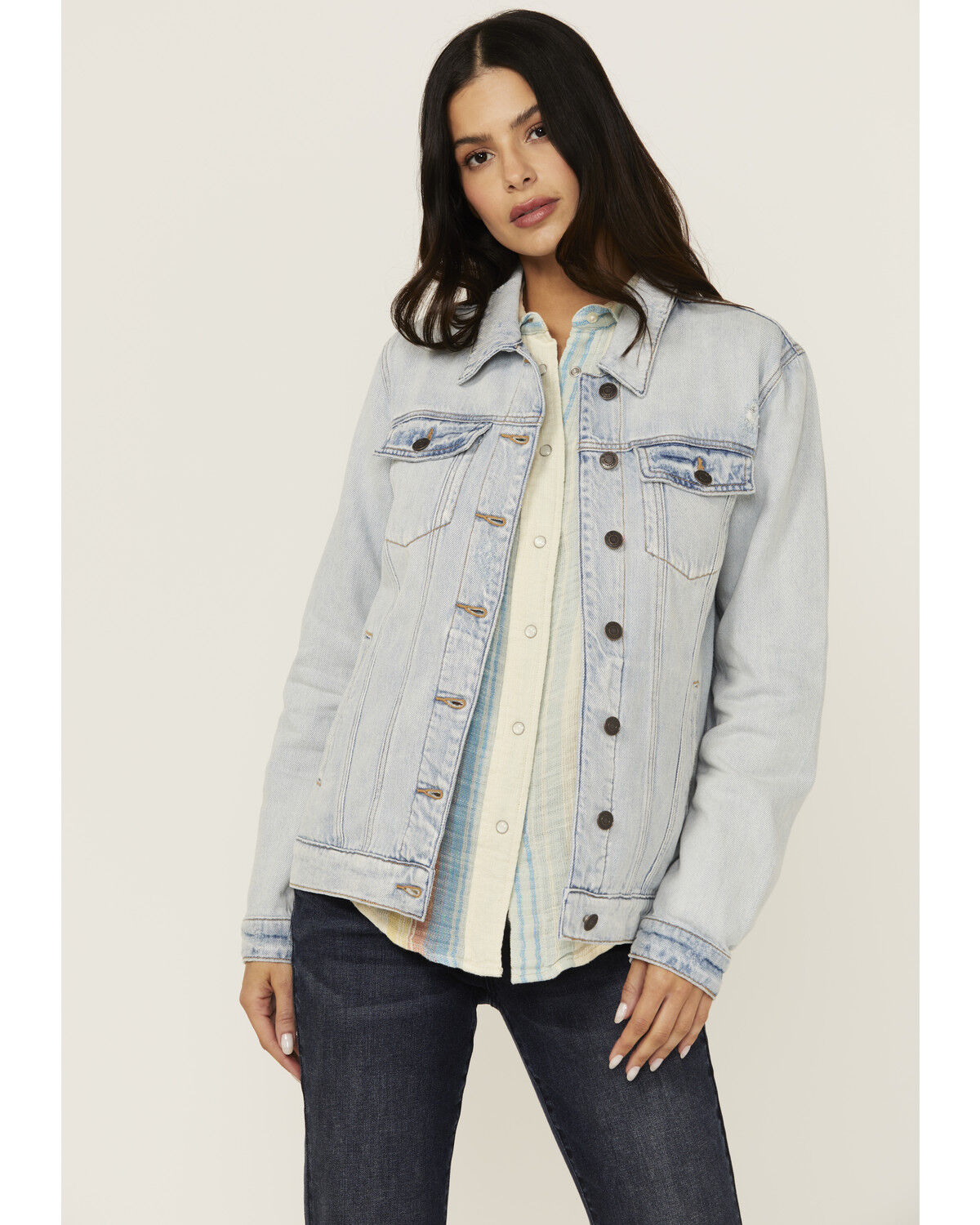 Women's Cello Light Washed Oversized Denim Jacket