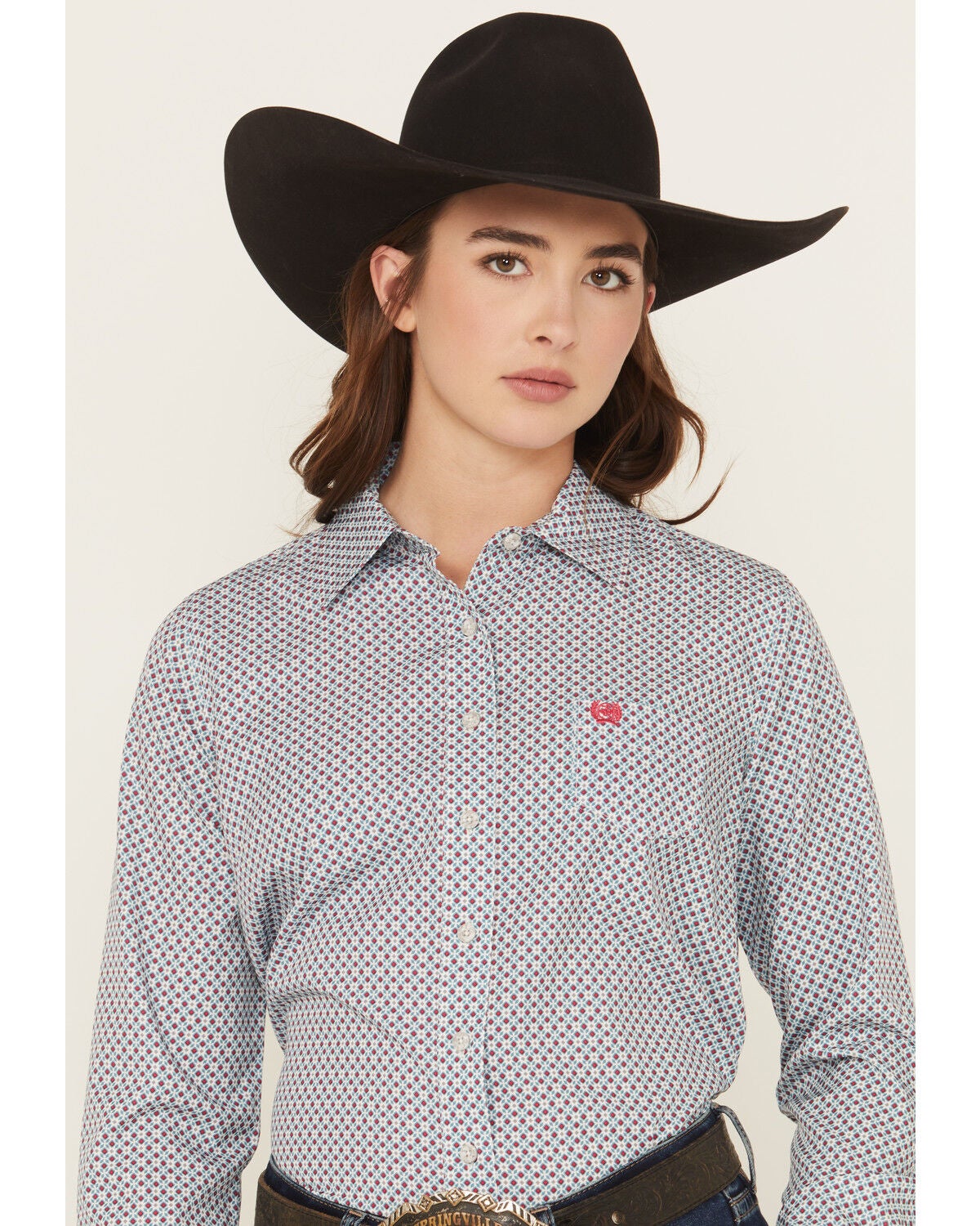 Women's Cinch Geo Print Long Sleeve Button-Down Stretch Western Shirt