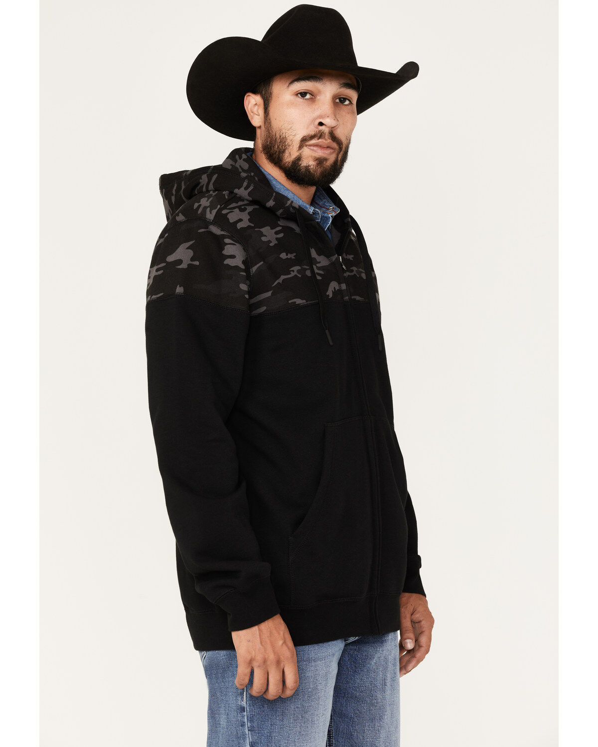 Men's Moonshine Spirit Midnight Camo Color-Blocked Zip-Front Hooded Pu