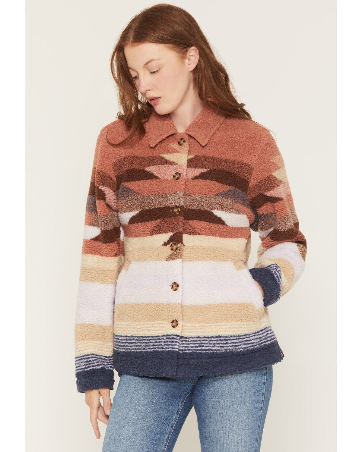 Women's Idyllwind Stallion Southwestern Print Sherpa Button-Down Shack