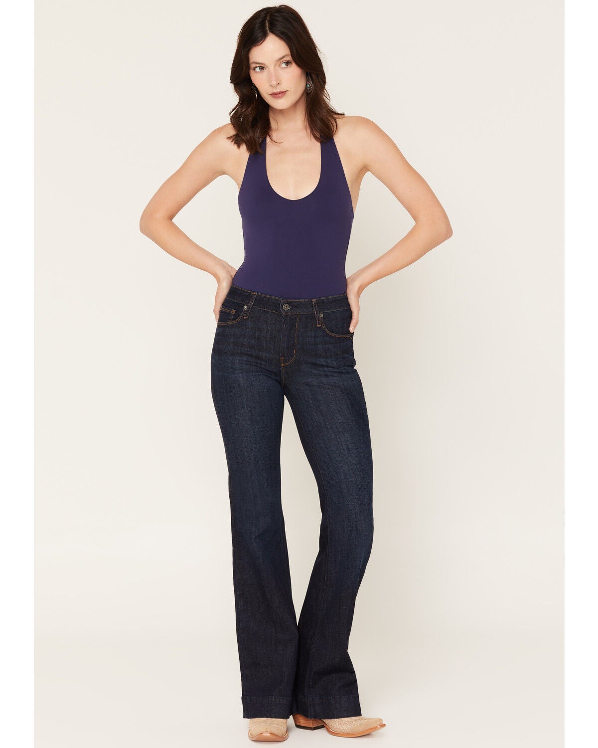 Women's Haala Deep Ocean Dark Wash Bella Trouser Flare Stretch Denim J