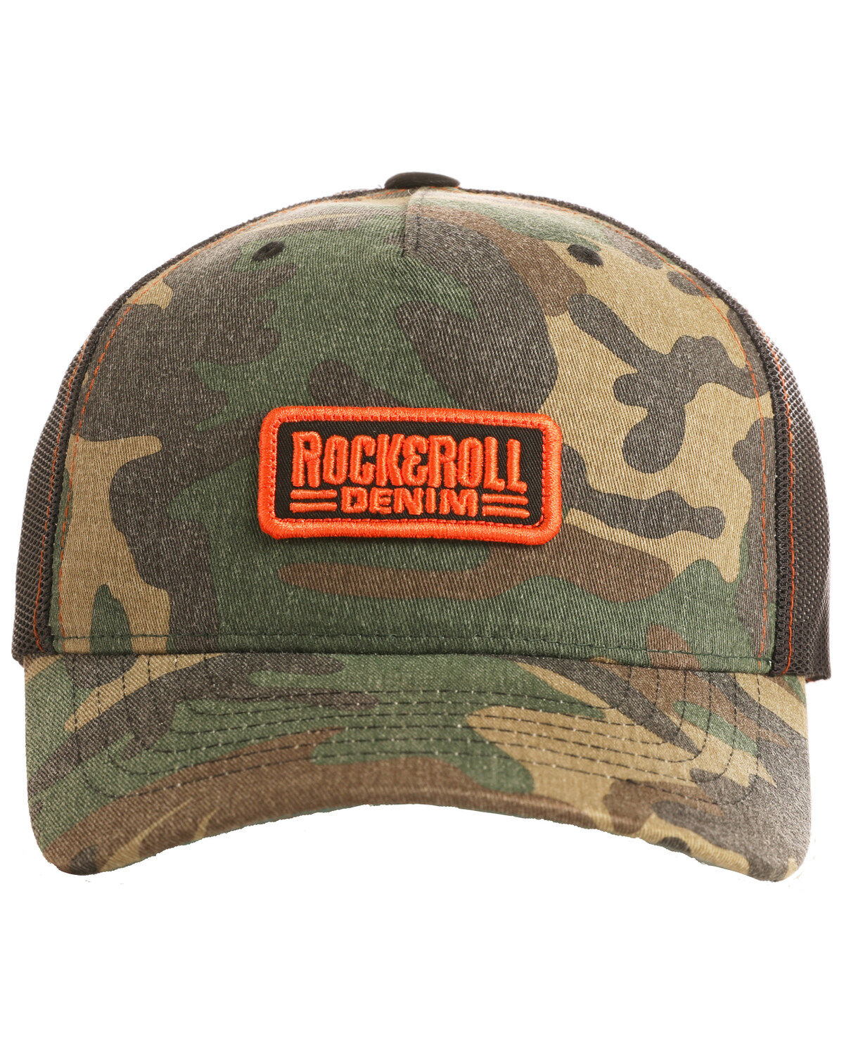 Men's Rock & Roll Denim Camo Print Twill Snap Back Ball Cap