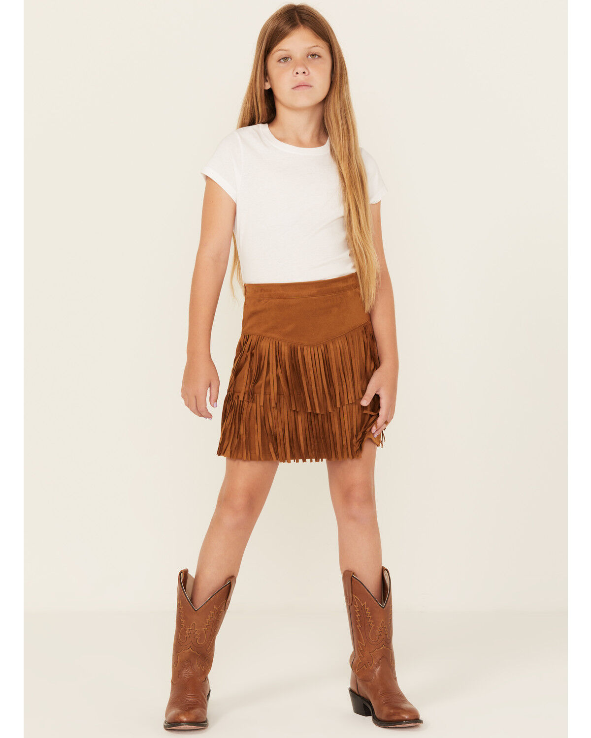 Girls' Shyanne Faux Suede Fringe Skirt