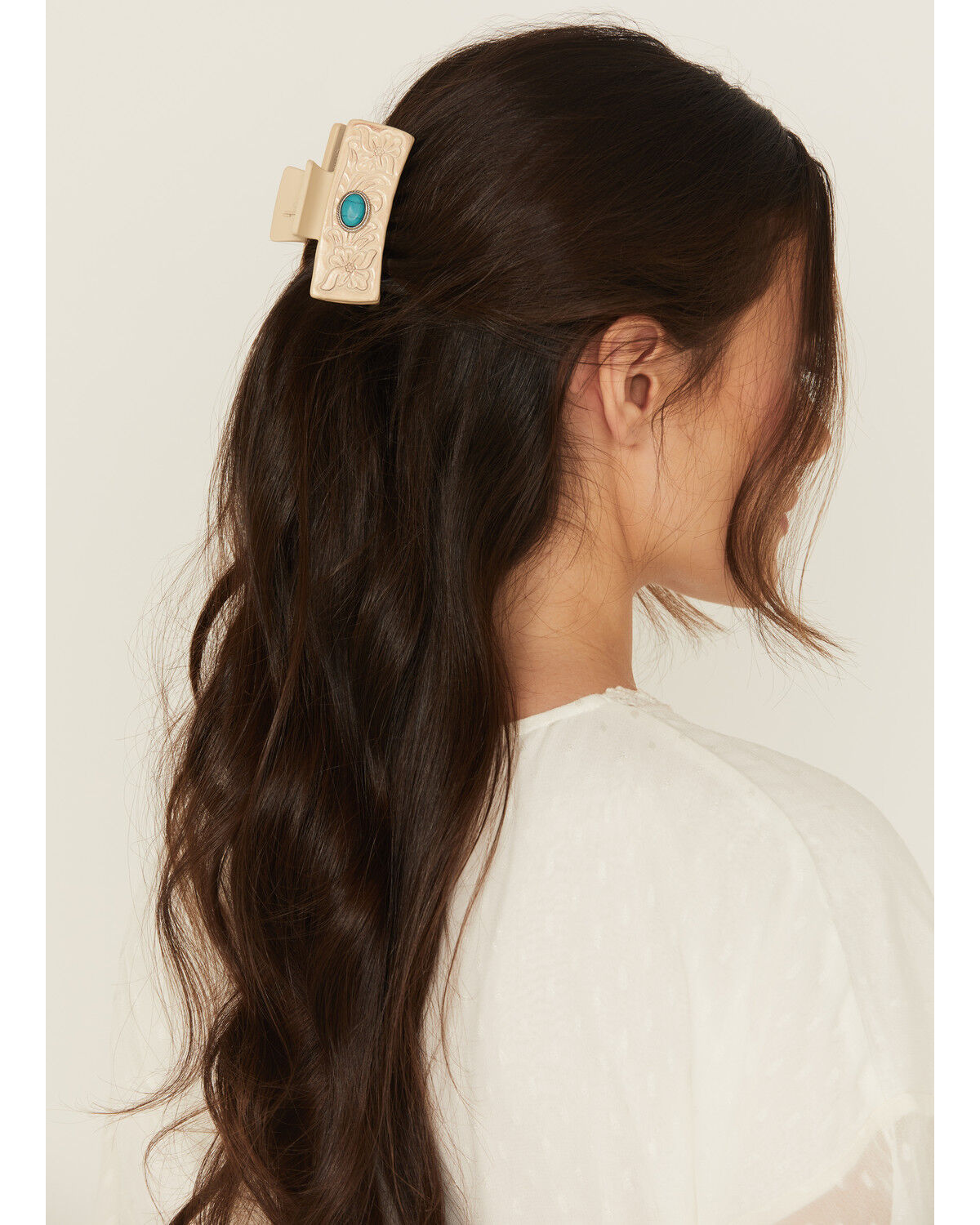 Women's Shyanne Tooled Floral Leather Hair Clip