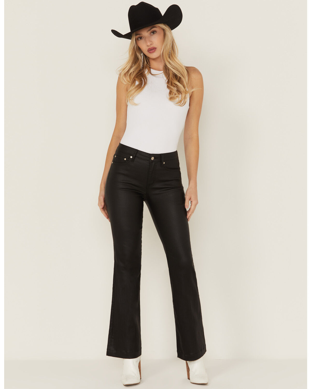Women's Daze Mid Rise Coated Flare Stretch Pants