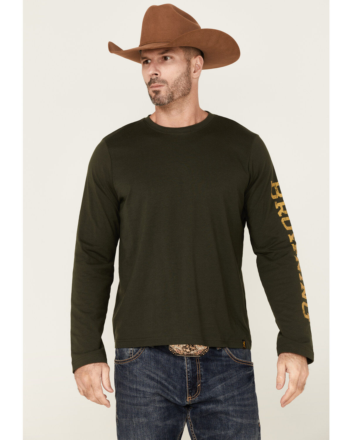 Men's Browning Solid Logan Logo Graphic Lightweight Long Sleeve T-Shir