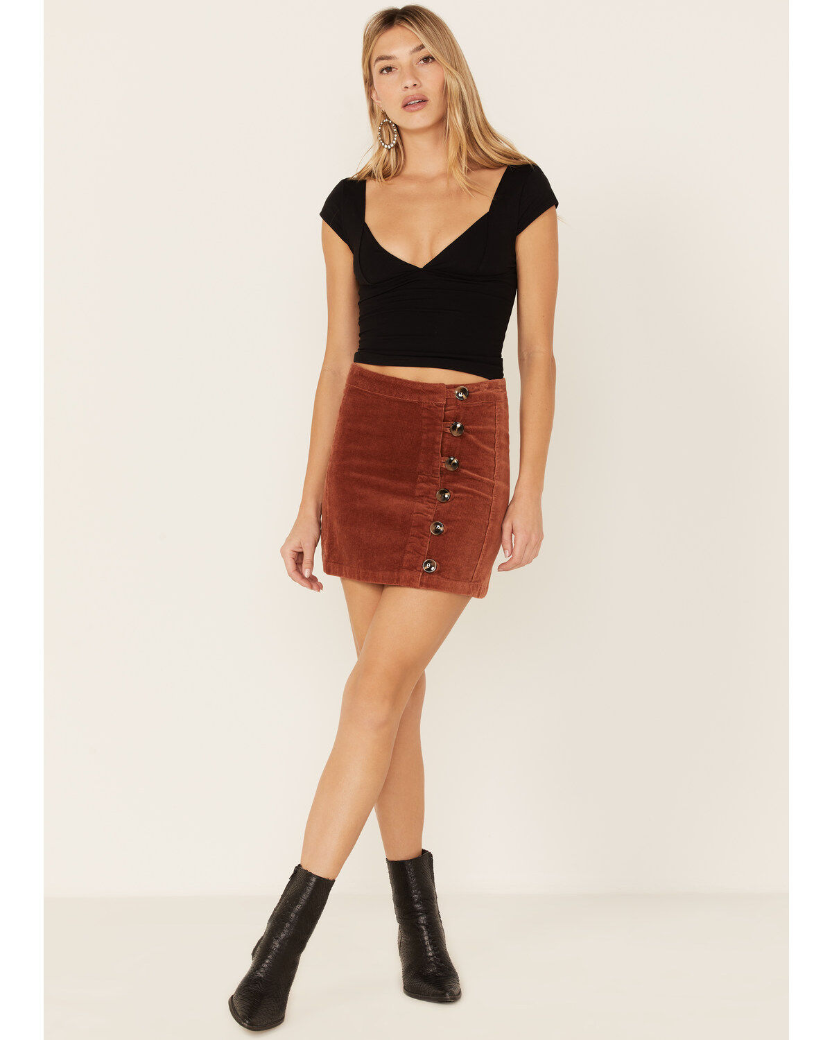 Women's Wishlist Side Button Corduroy Mini Skirt
