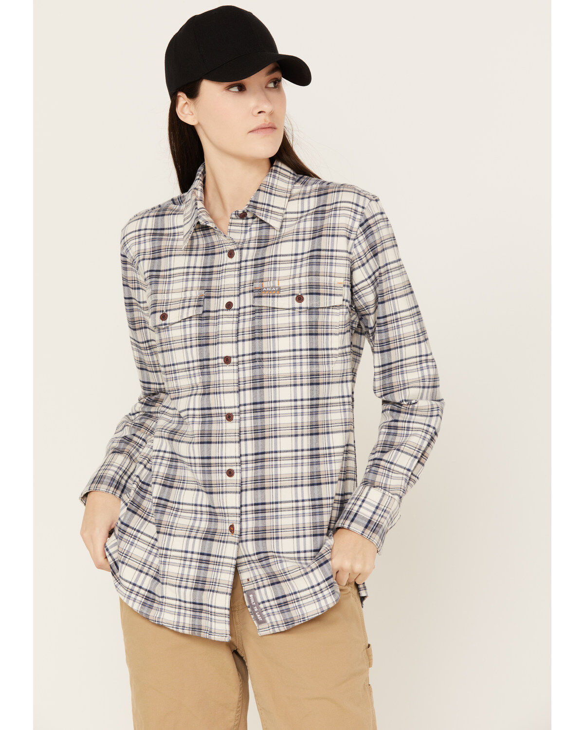 Women's Ariat Rebar Flannel Long Sleeve Button Down Plaid Print Work S