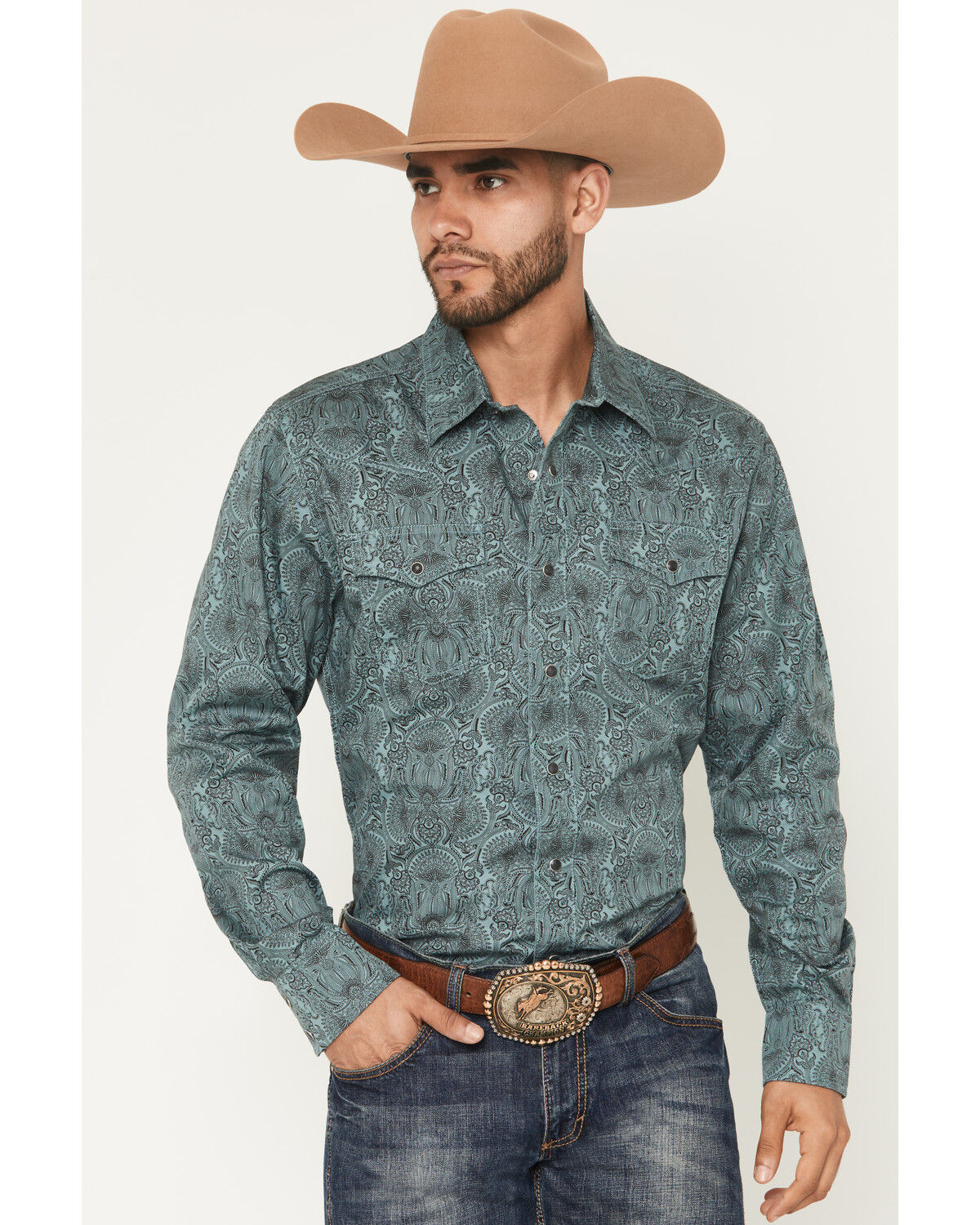 Men's Wrangler Retro Paisley Print Long Sleeve Snap Western Shirt