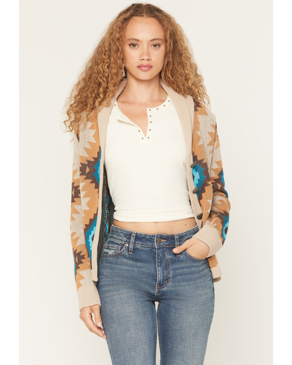 Women's Cotton & Rye Southwestern Button-Down Cardigan