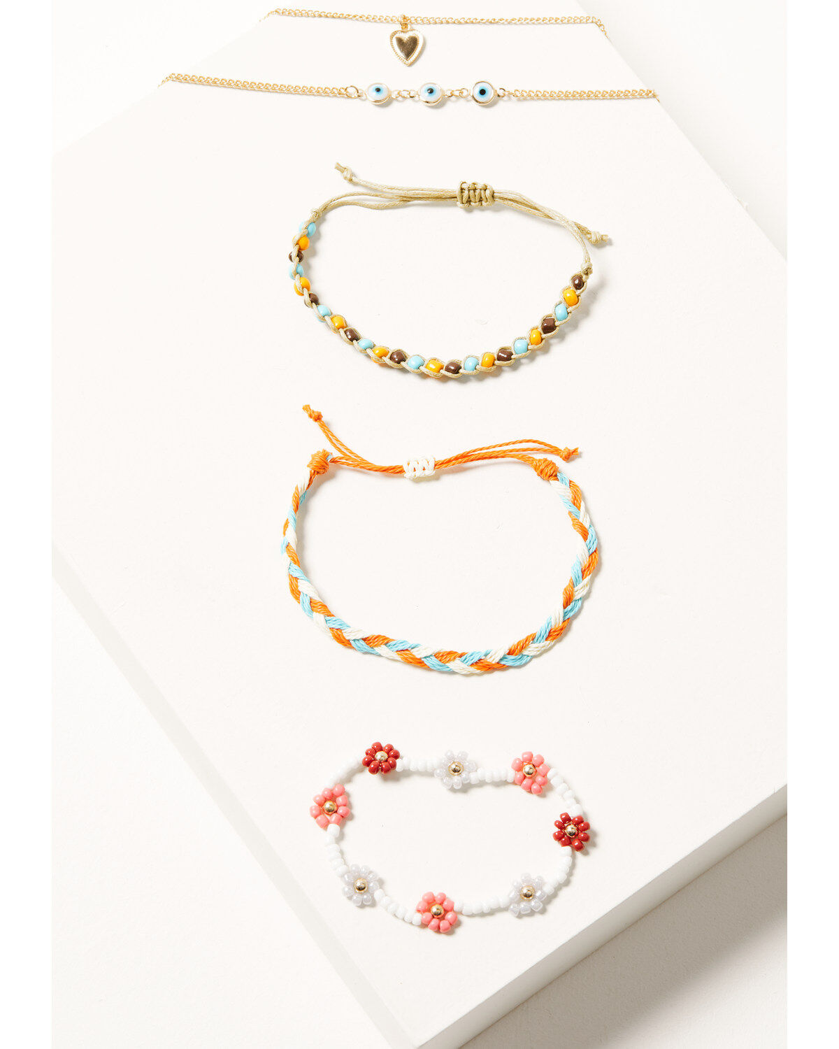 Women's Shyanne 5-Piece Flower Beaded Evil Eye Heart Bracelet Set