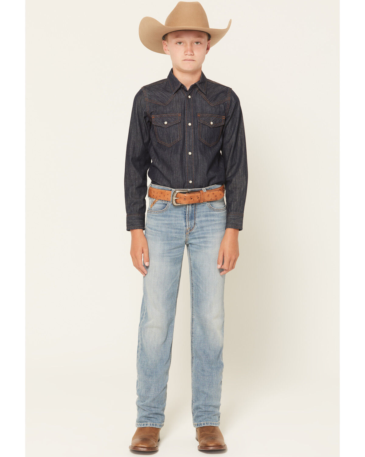 Boys' Ariat B4 Jones Light Wash Relaxed Bootcut Stretch Denim Jeans