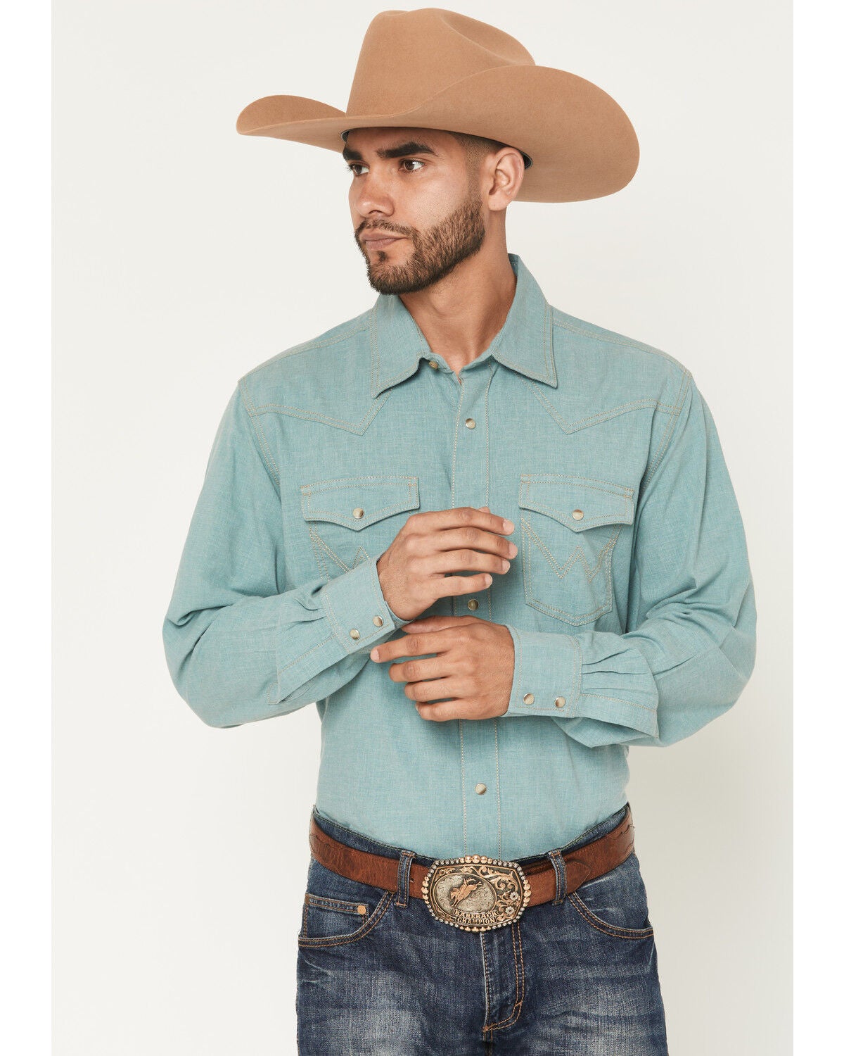 Men's Wrangler Retro Solid Long Sleeve Snap Western Shirt
