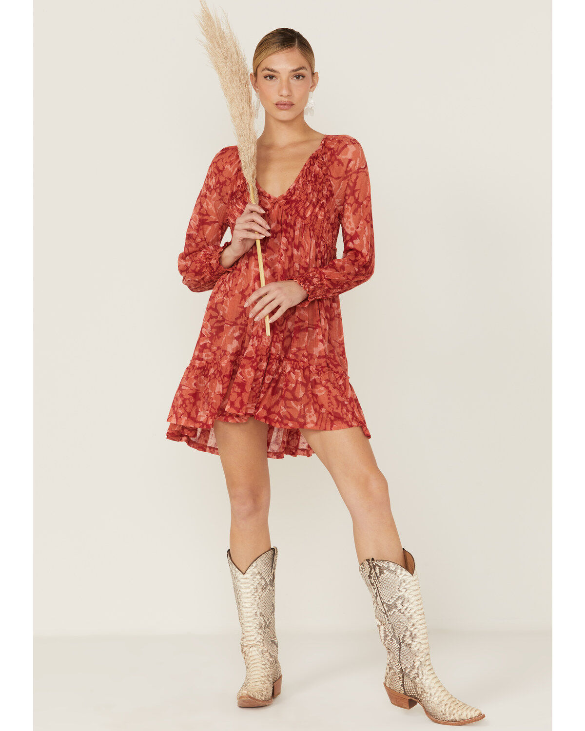 Women's Beyond The Radar Red Long Sleeve Knit Mini Dress