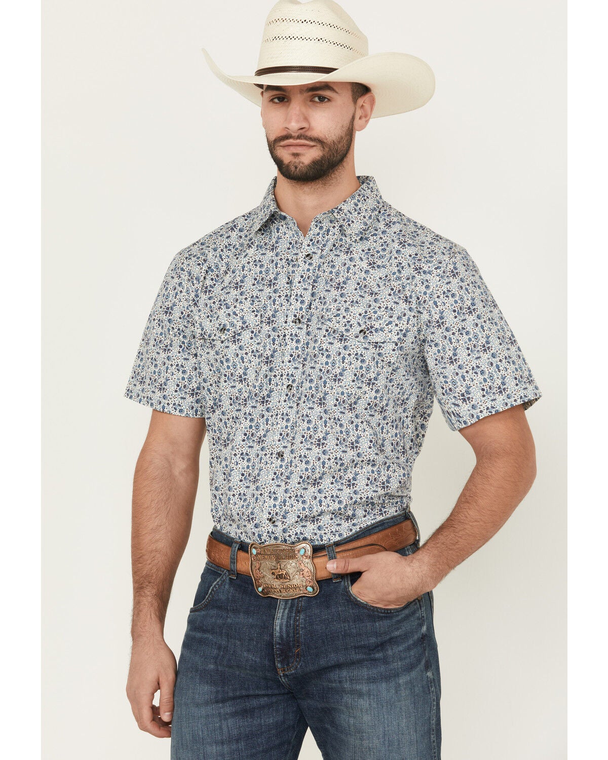 Men's Gibson Trading Co Fan Favorite Floral Print Short Sleeve Snap We