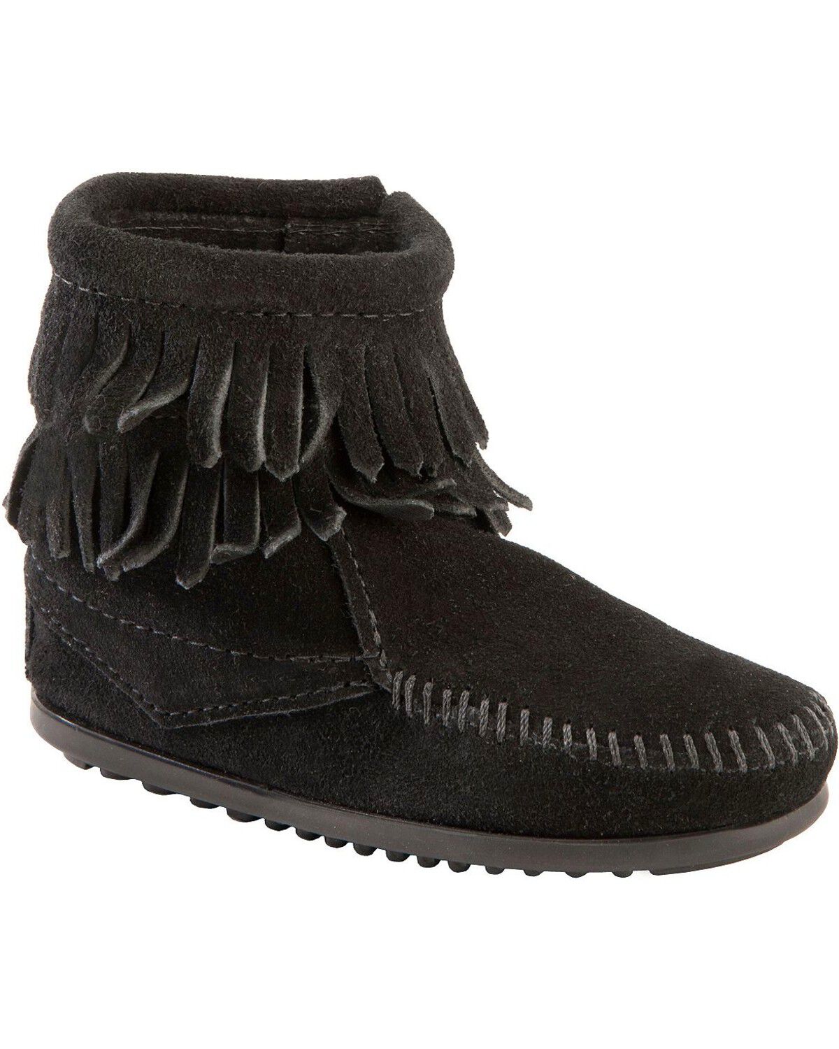 Girls' Minnetonka Double Fringe Side-Zip Moccasin Boot