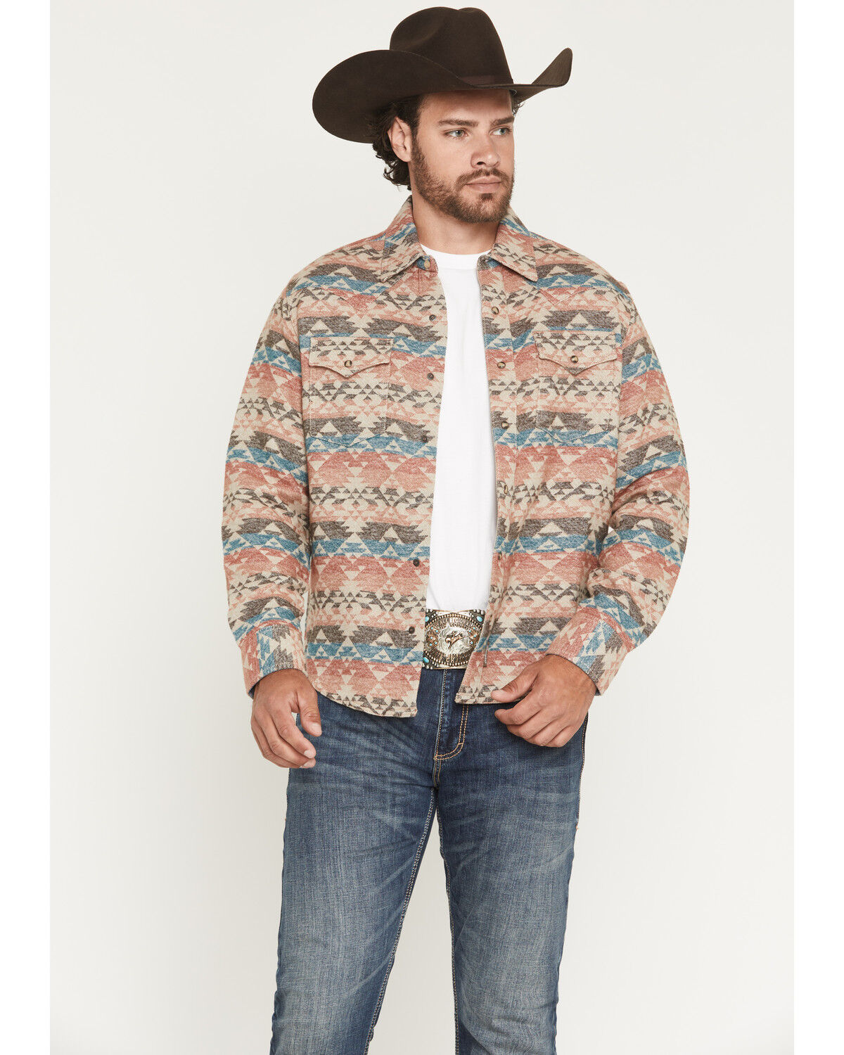 Men's Wrangler Retro Southwestern Print Long Sleeve Snap Shirt Jacket