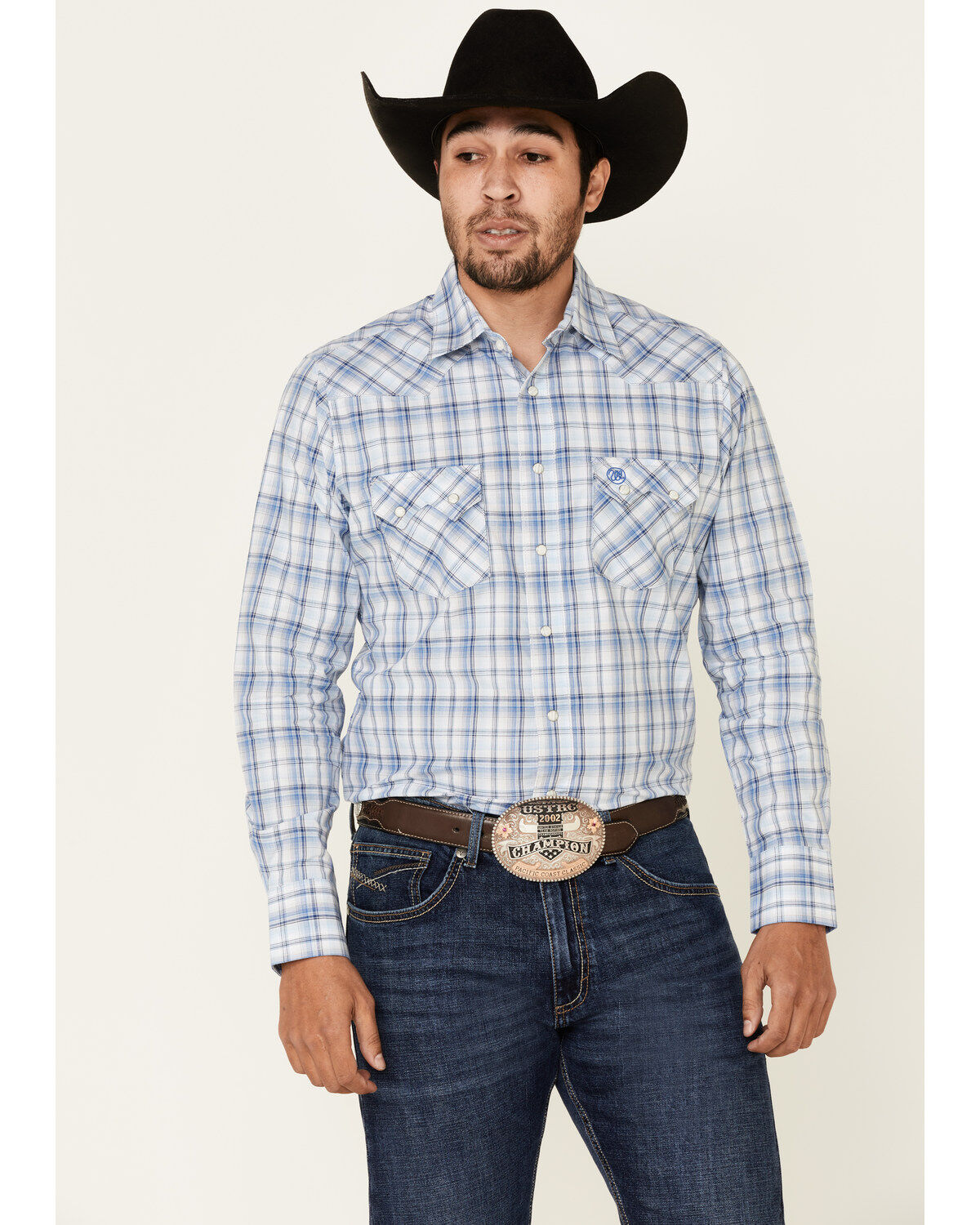 Men's Wrangler Retro Small Plaid Long Sleeve Western Shirt
