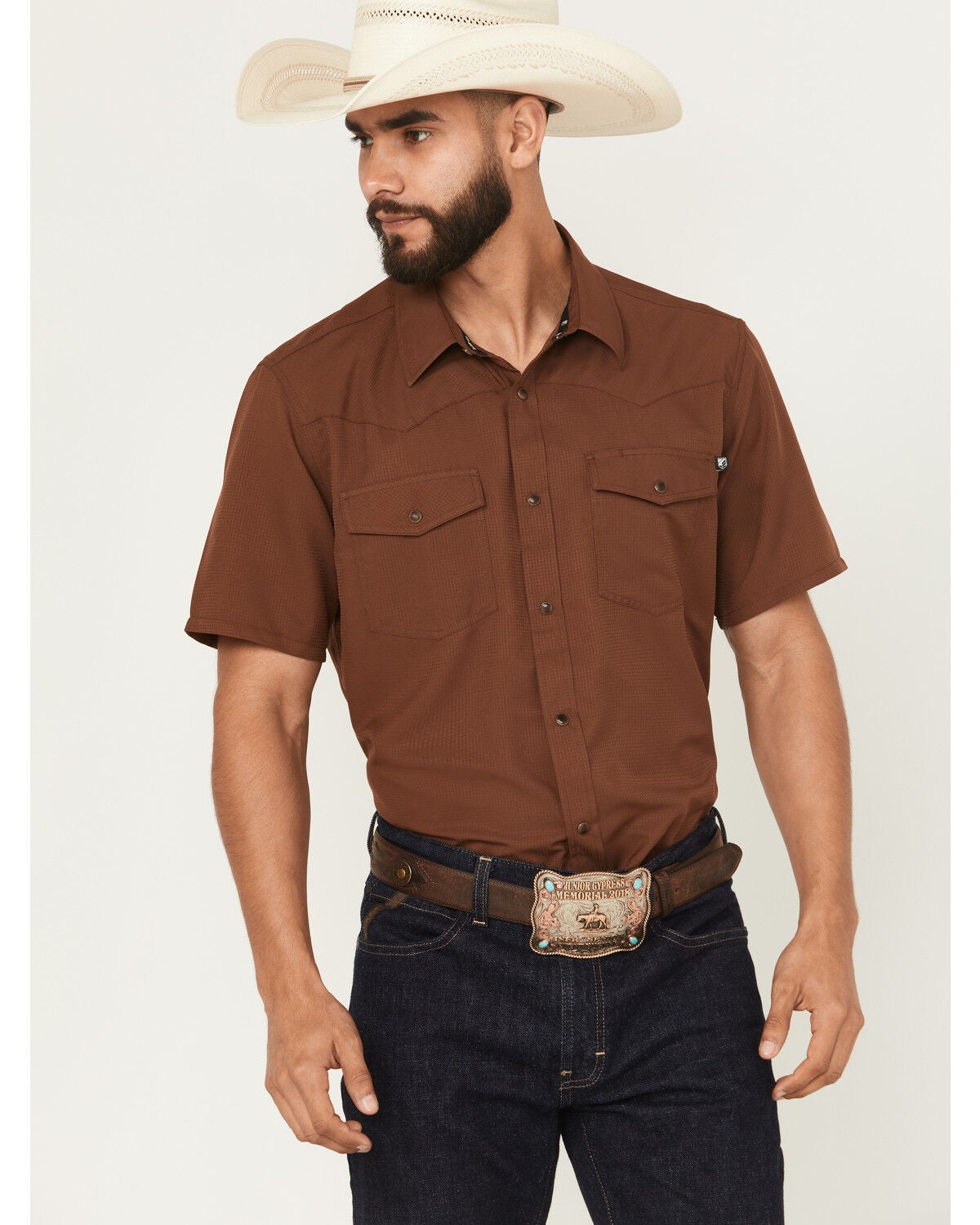 Men's RANK 45 Ridge Solid Short Sleeve Snap Performance Shirt