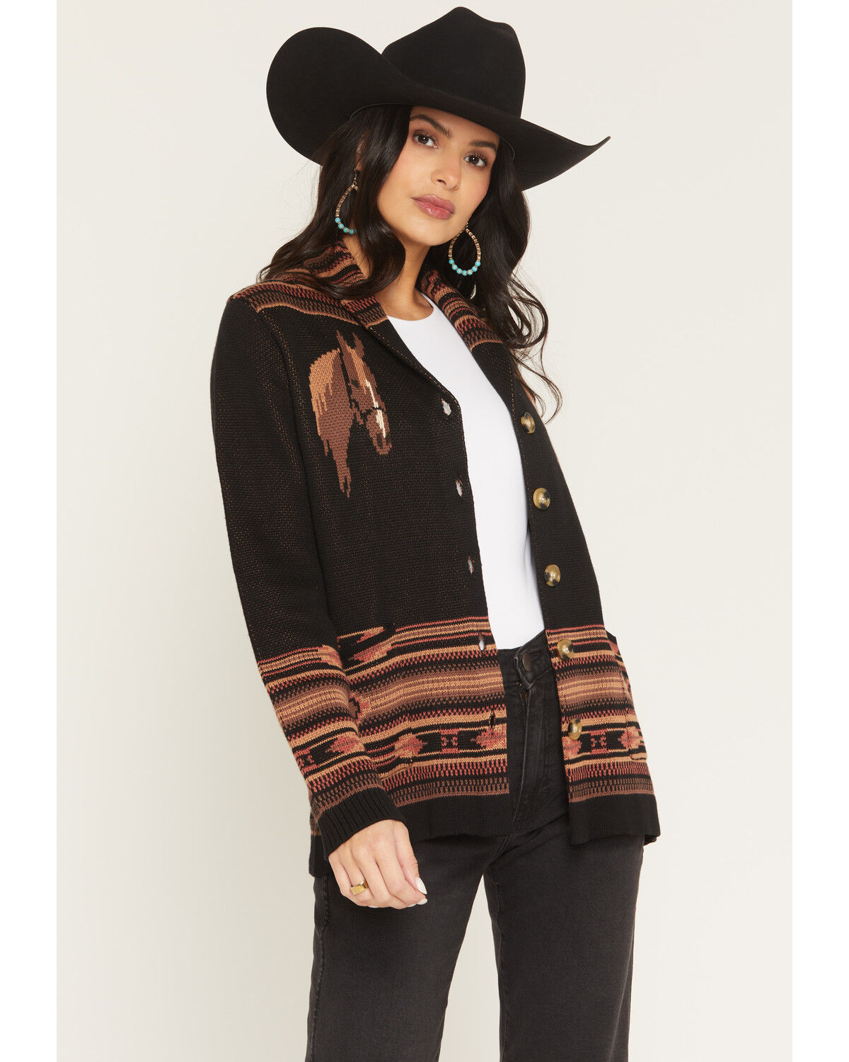 Women's Cotton & Rye Horse Button-Down Cardigan