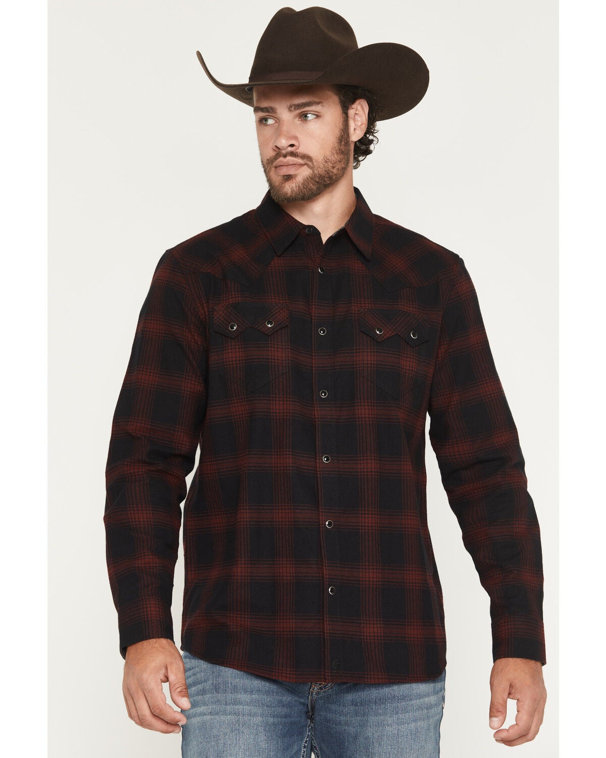 Men's Moonshine Spirit Hunter Plaid Print Long Sleeve Snap Flannel Sh