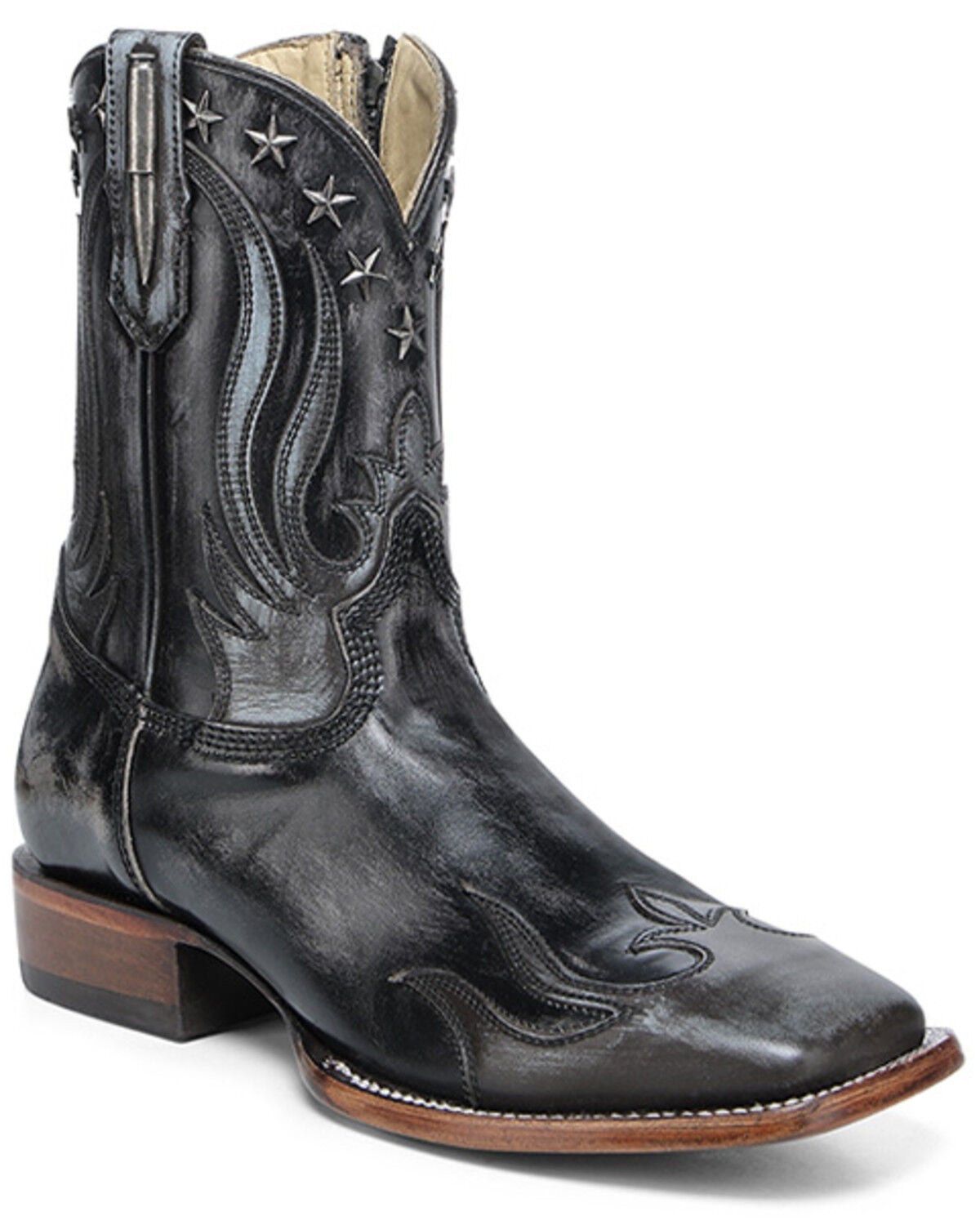 Men's Corral Overlay Studded Western Ankle Boots - Broad Square Toe