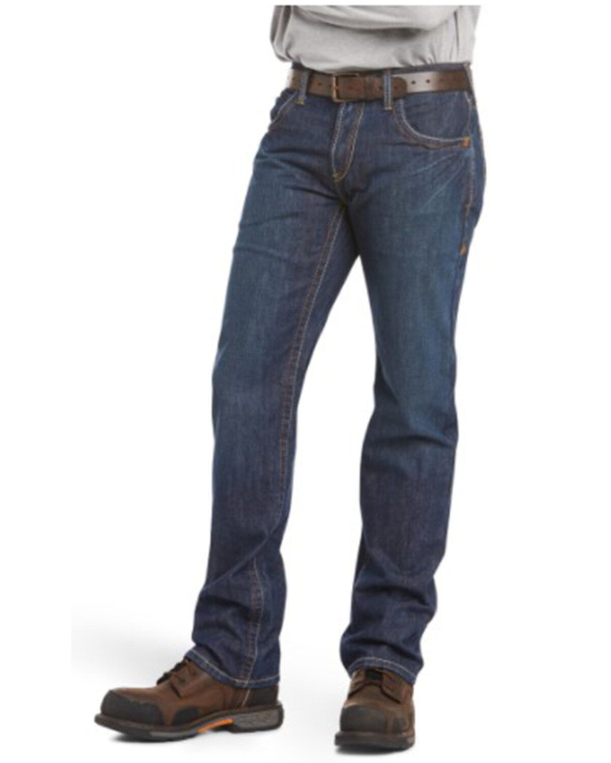 Men's Ariat Dark Wash Shale Low Rise Straight Work Jeans - Big