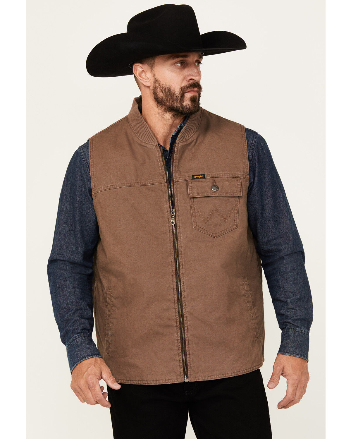 Men's Wrangler Harvest Quilted Lined Zipper Vest