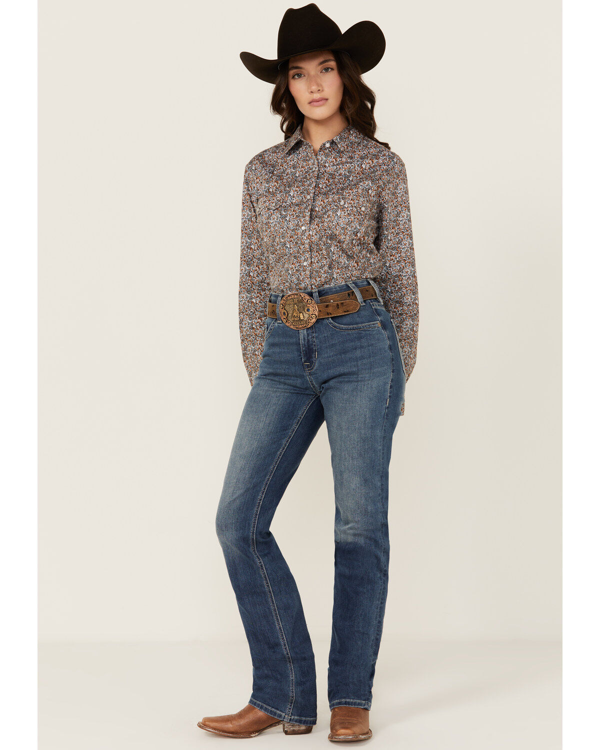 Women's Rock & Roll Denim Medium Wash High Rise Modest Bootcut Stretch