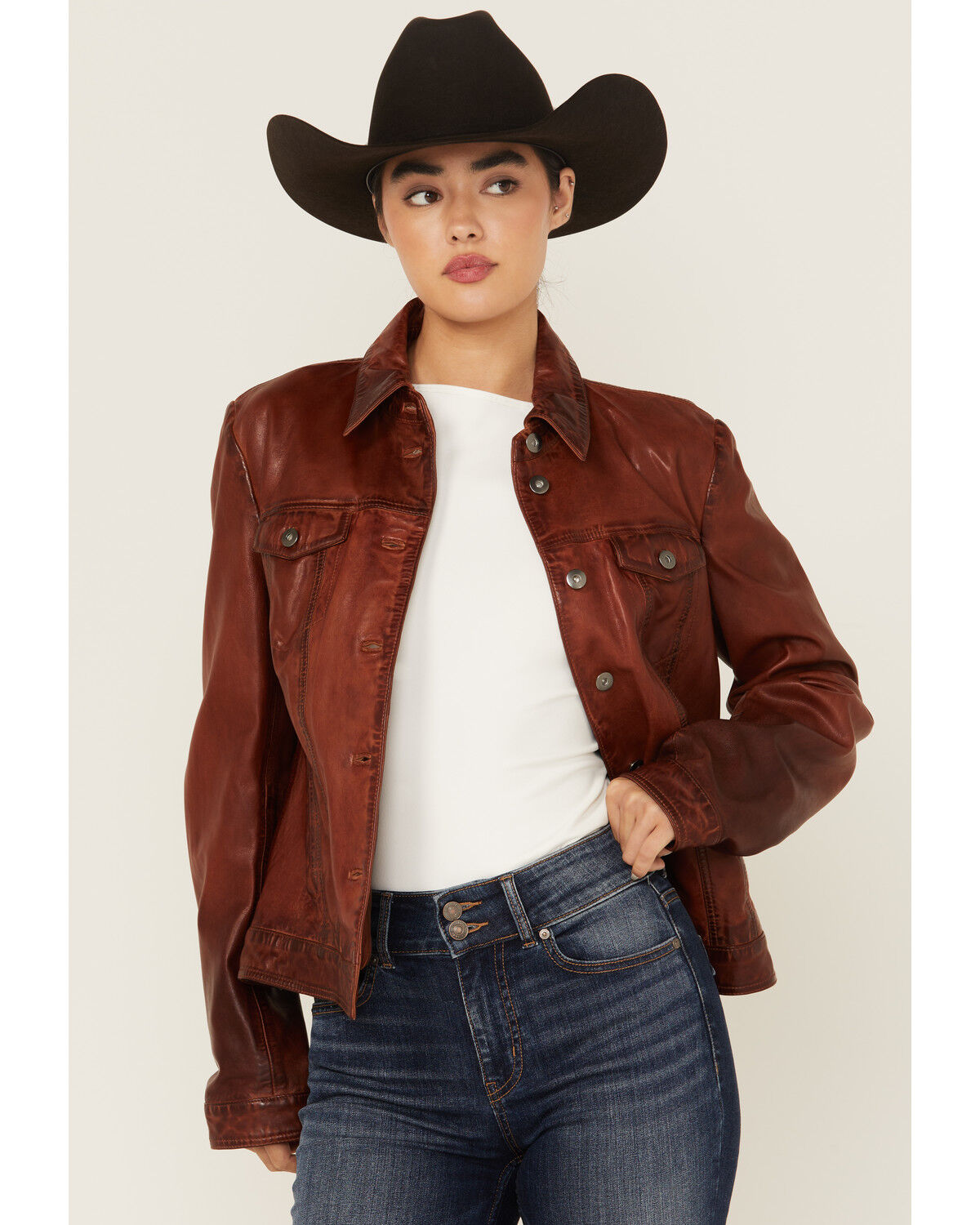 Women's Scully Leather Trucker Jacket