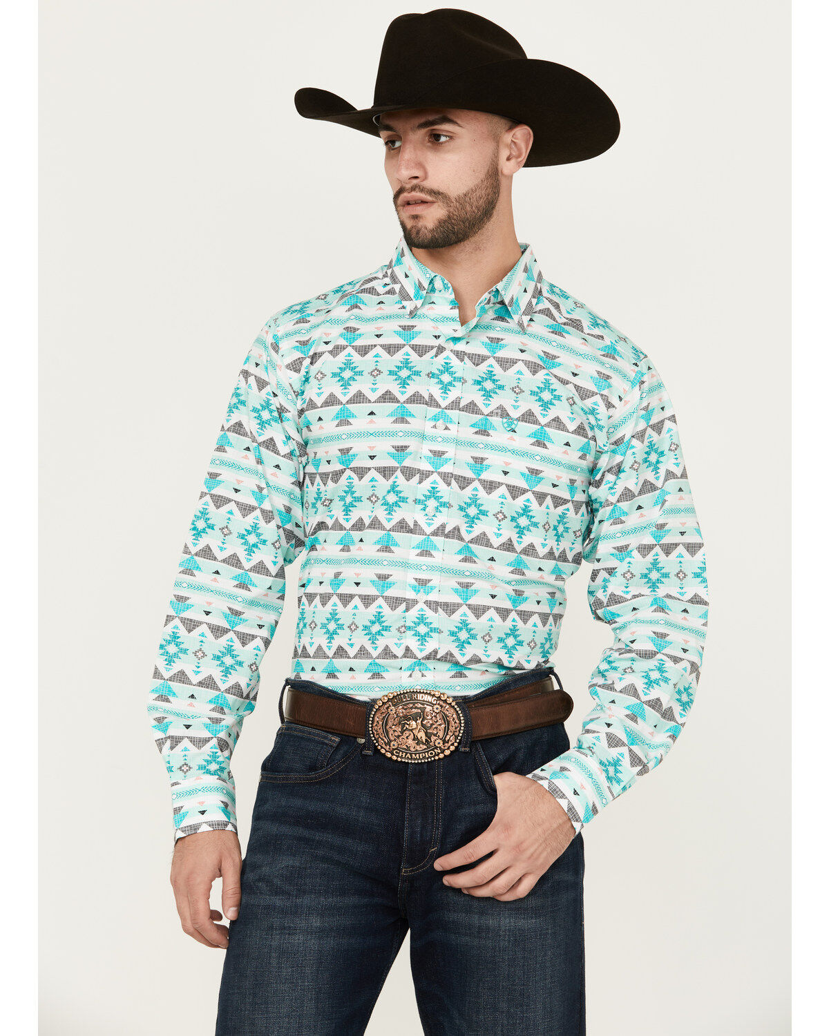 Men's Ariat Jacey Southwestern Print Long Sleeve Button-Down Western S
