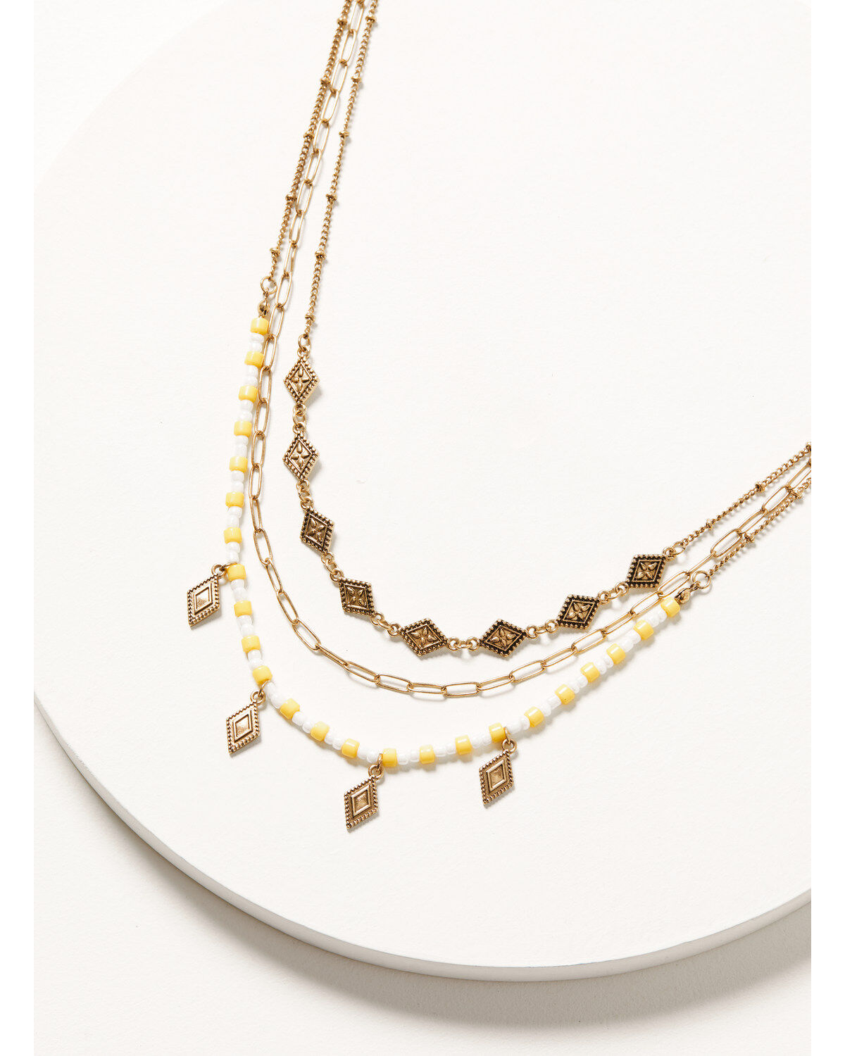 Women's Shyanne Yellow & Gold Beaded Diamond Charm Layered Necklace