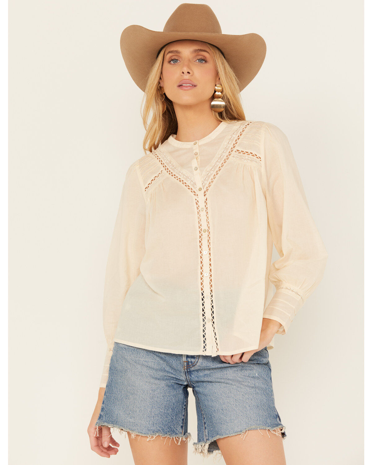 Women's Bila Long Sleeve Embroidered Peasant Top