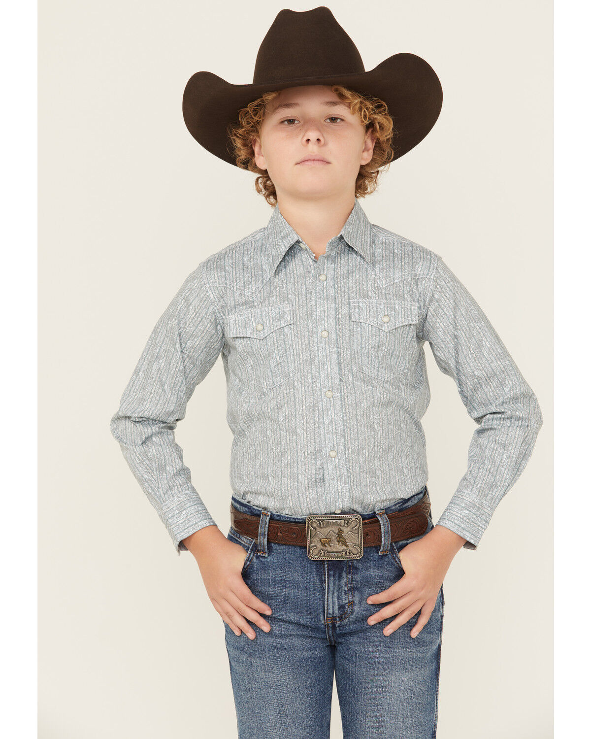 Boys' Wrangler 20X Paisley Print Long Sleeve Snap Stretch Western Shir