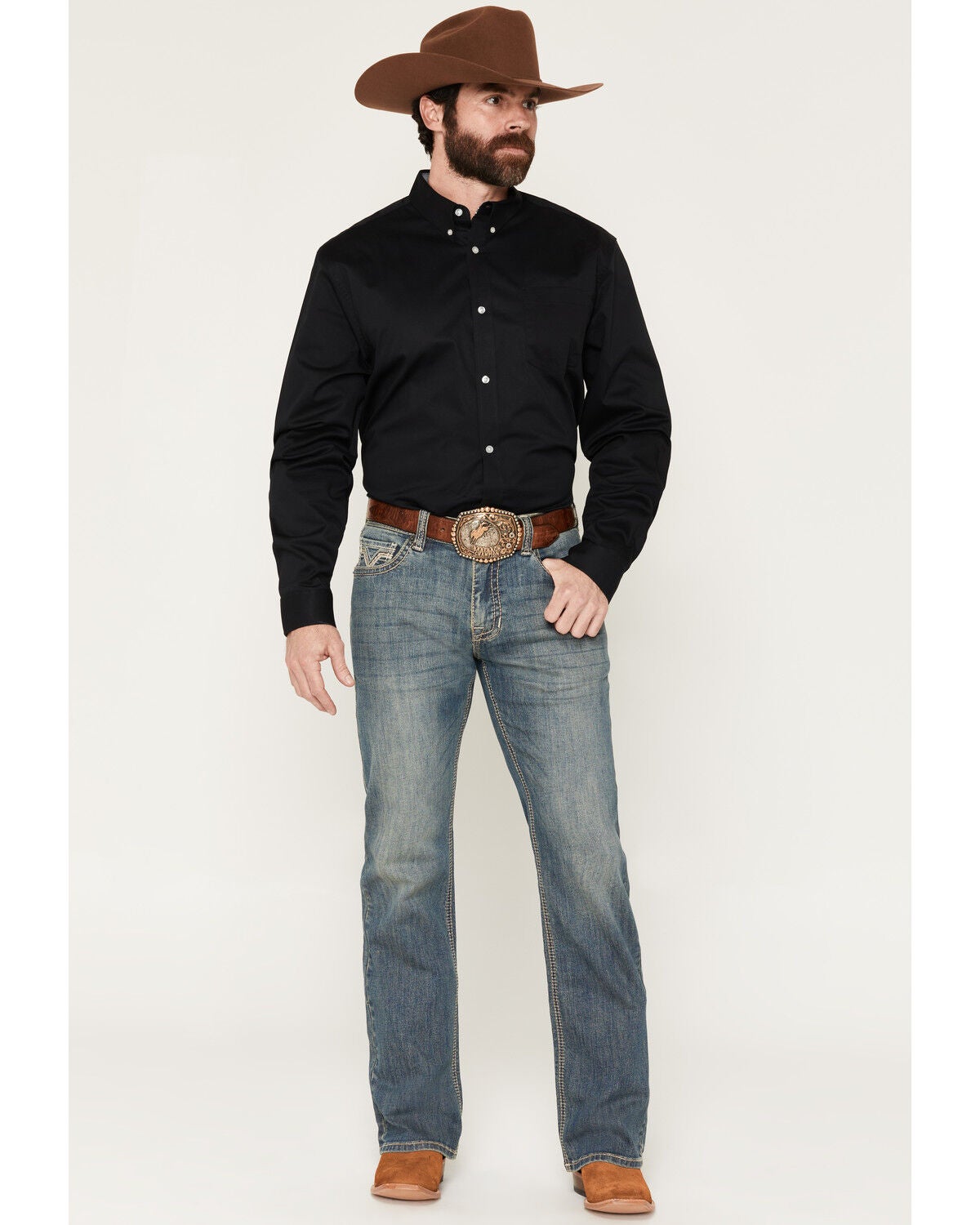 Men's Double Barrel Rock & Roll Denim Medium Wash Relaxed Bootcut Refl