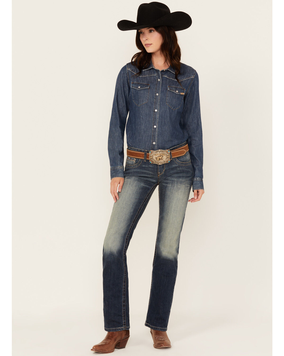 Women's Cinch Ada Mid Rise Bootcut Relaxed Fit Stretch Denim Jeans