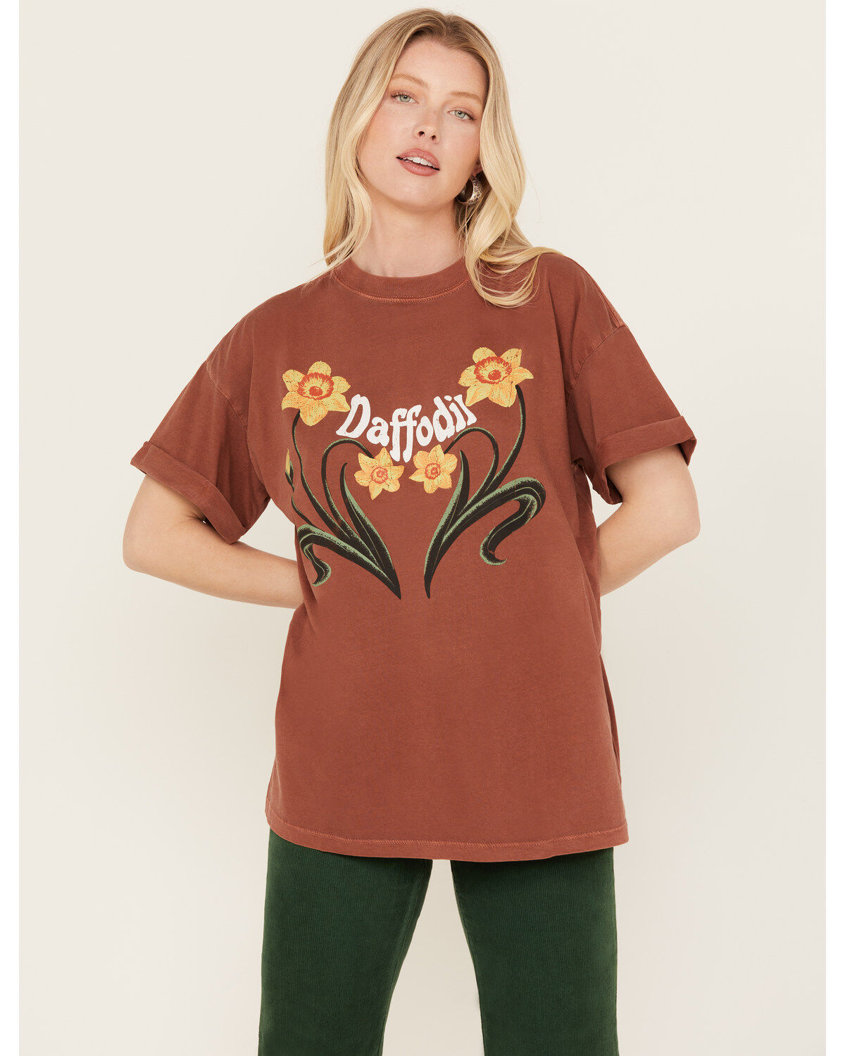 Women's Girl Dangerous Daffodil Floral Boyfriend Graphic Tee