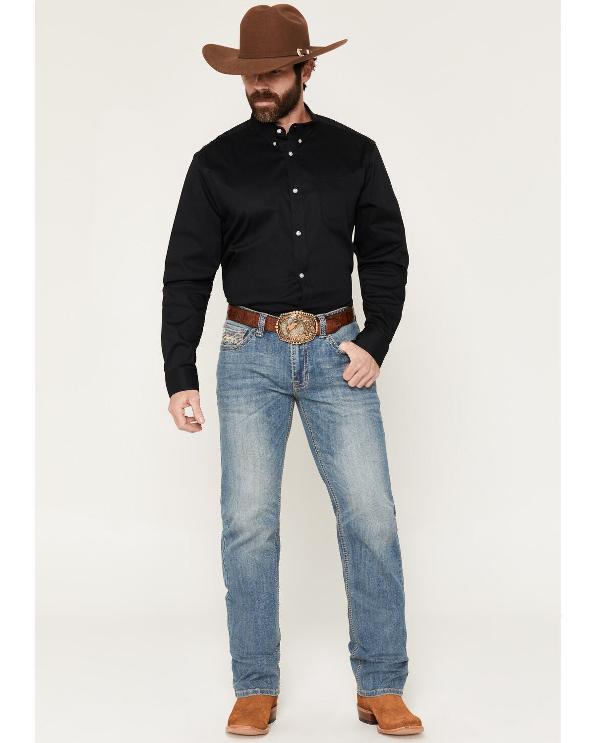 Men's Rock & Roll Denim Revolver Light Wash Slim Straight Stretch Deni
