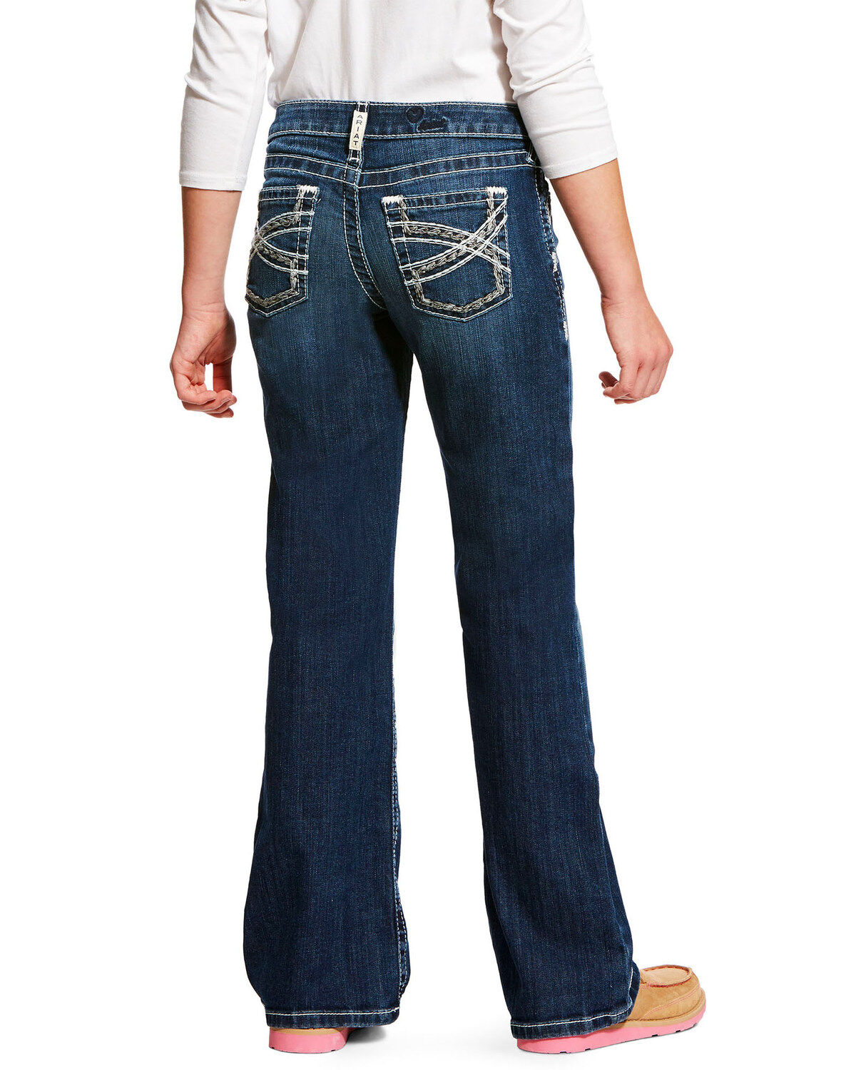 Girls' Ariat R.E.A.L Dark Wash Entwined Dresden Stretch Slim Bootcut J