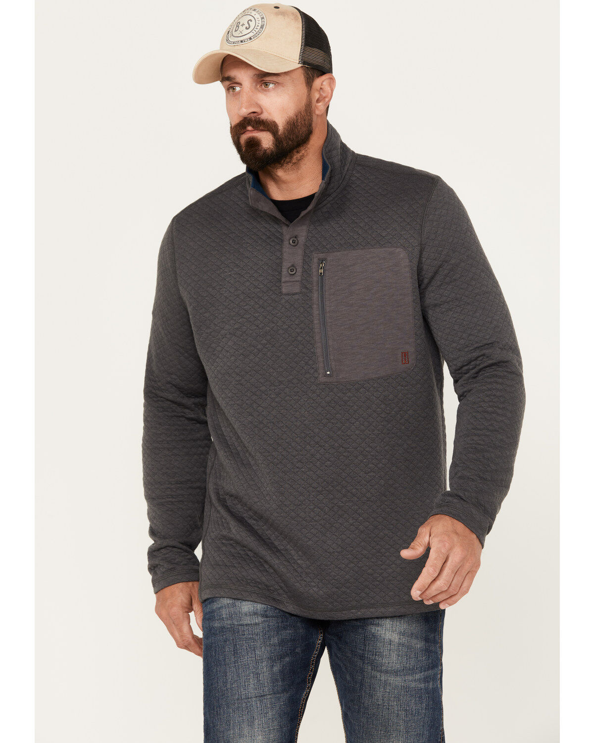 Men's Brothers and Sons Button Mock Pullover