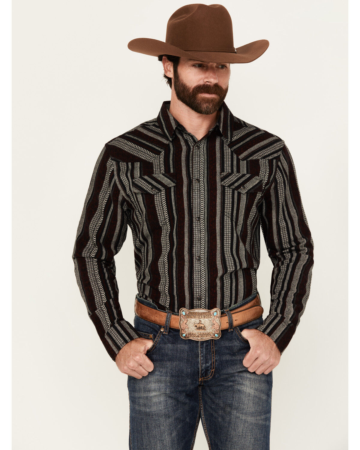 Men's Cody James Caspian Serape Striped Long Sleeve Snap Western Shirt