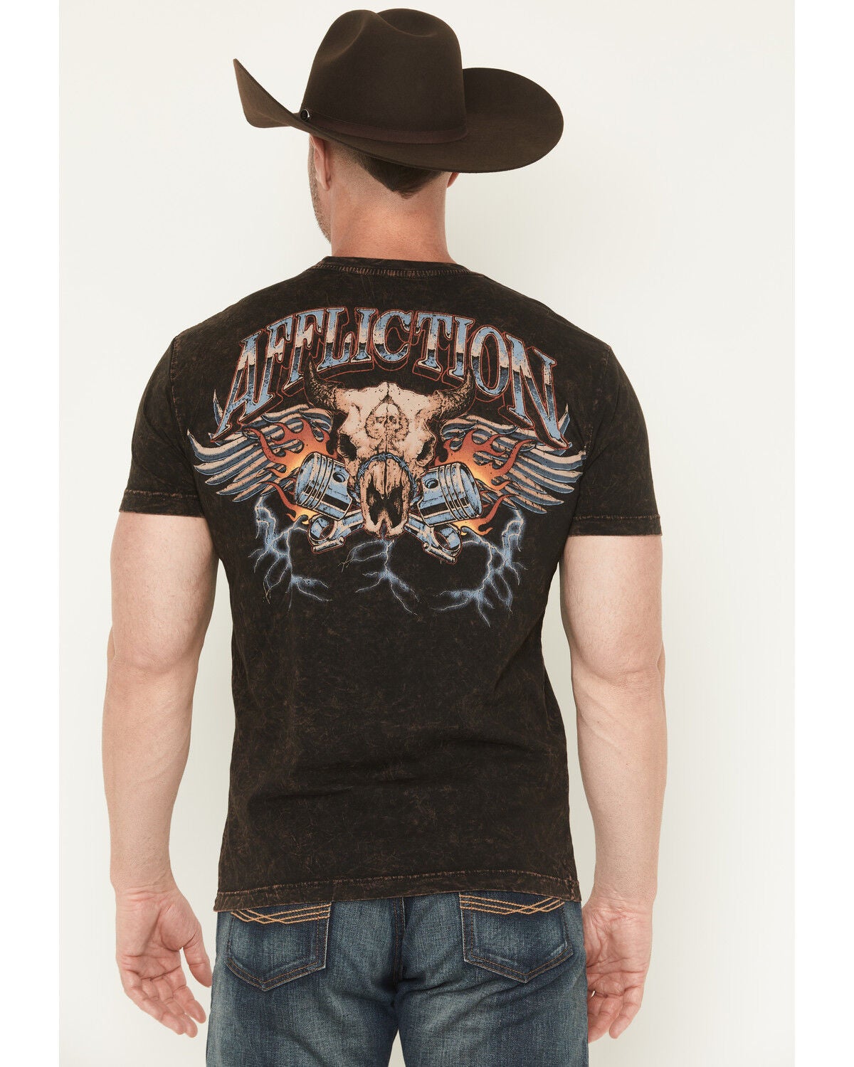 Men's Affliction American Exhaust Short Sleeve Graphic T-Shirt