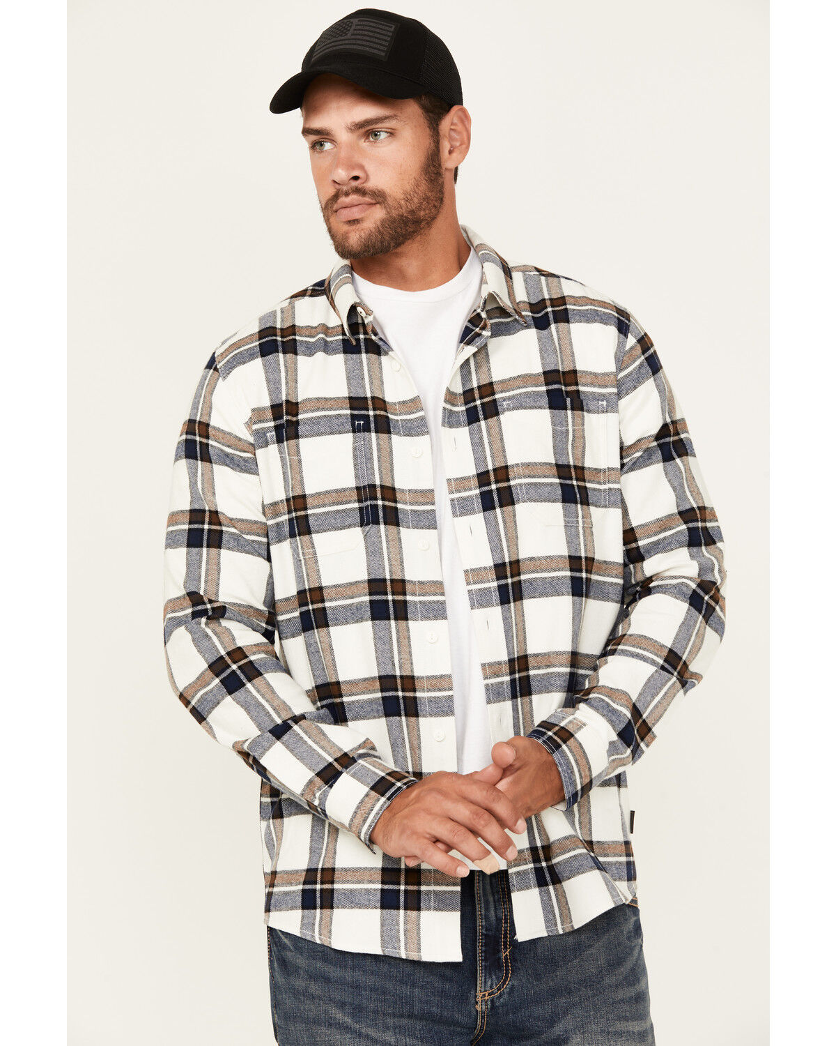 Men's Brothers and Sons Yukon Plaid Print Long Sleeve Button-Down Flan