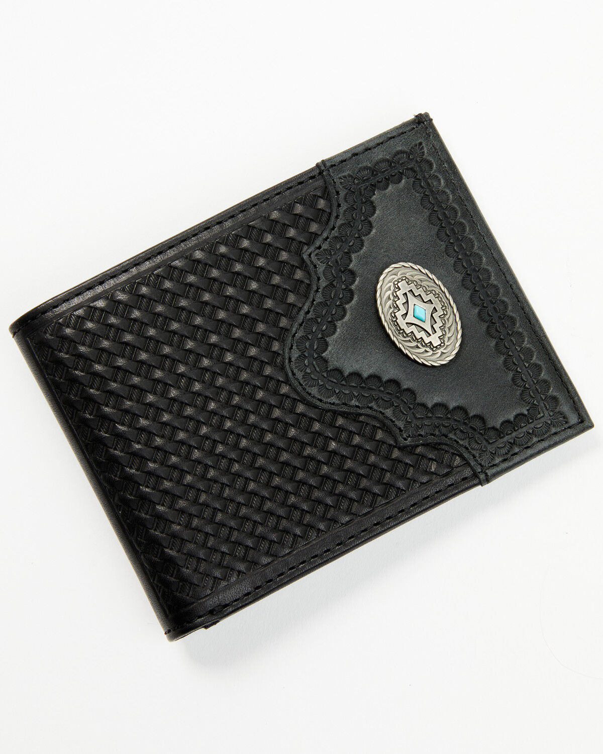 Men's Cody James Dwight Basketweave Tooled Bifold Wallet