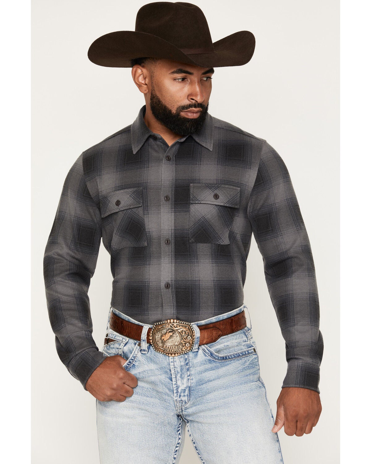 Men's Cody James Quiet Shade Plaid Print Long Sleeve Button-Down Shirt