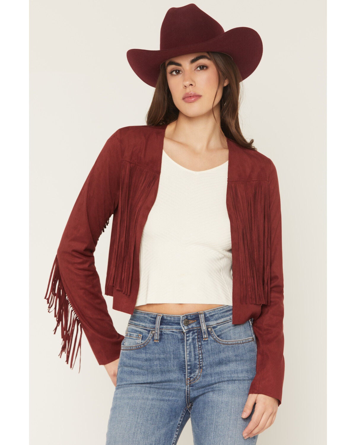 Women's Shyanne Deleon Faux Suede Cropped Fringe Jacket