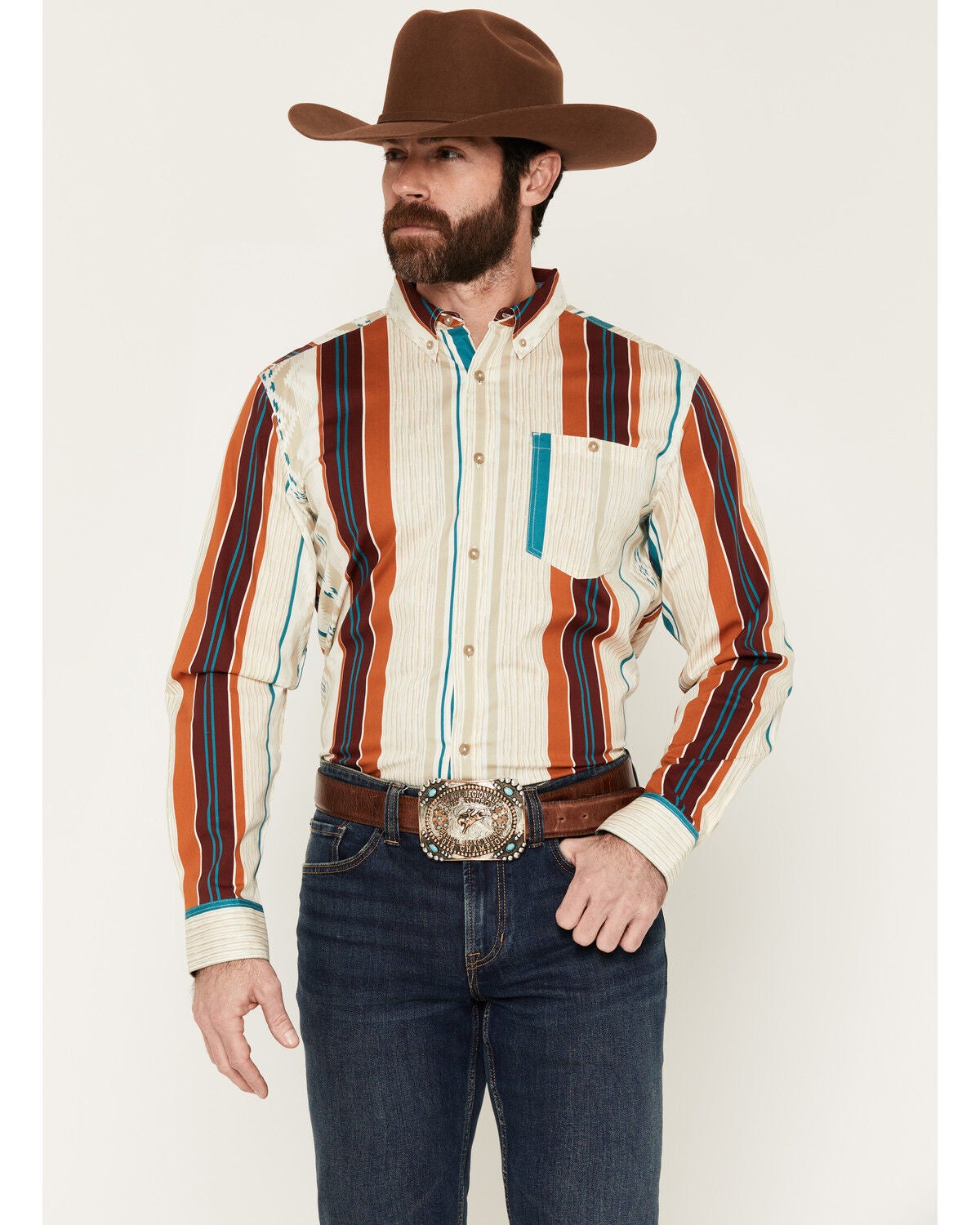 Men's RANK 45 Georgia Line Southwestern Stripe Print Long Sleeve Butt