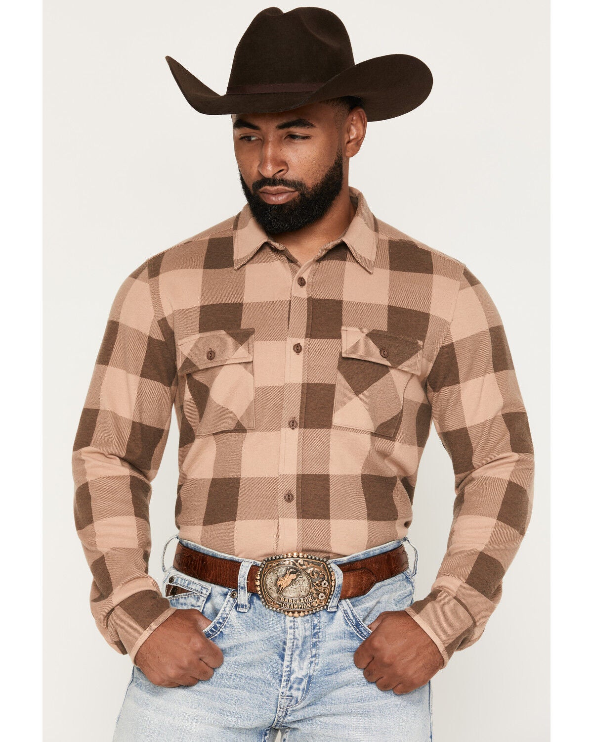 Men's Cody James Range Rider Plaid Print Long Sleeve Button-Down Shirt
